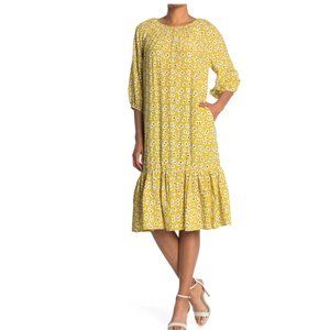 Melloday Ruffle Hem Midi Dress in Yellow floral